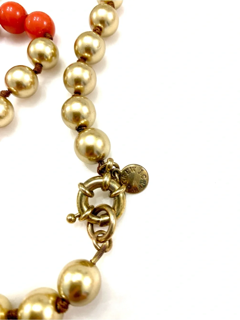 J. Crew Gold, Coral and Pink Beaded Necklace